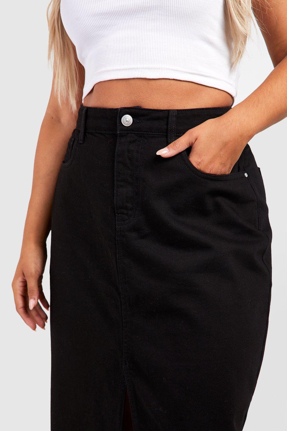 Topshop black high outlet waisted denim skirt